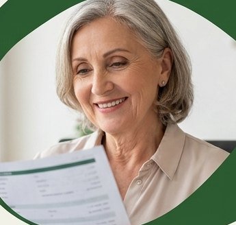 Paciente sorrindo ao ler o resultado de um exame